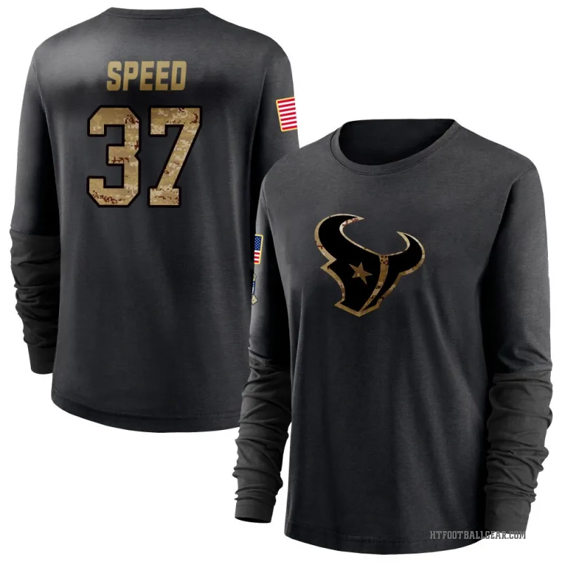 Ameer Speed Women's Black Houston Texans 2020 Salute To Service Sideline Performance Long Sleeve T-Shirt