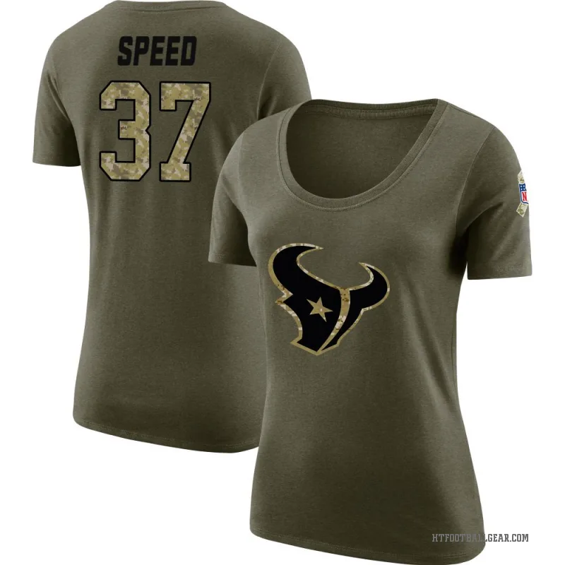 Ameer Speed Women's Olive Houston Texans Salute to Service Scoop Neck T-Shirt