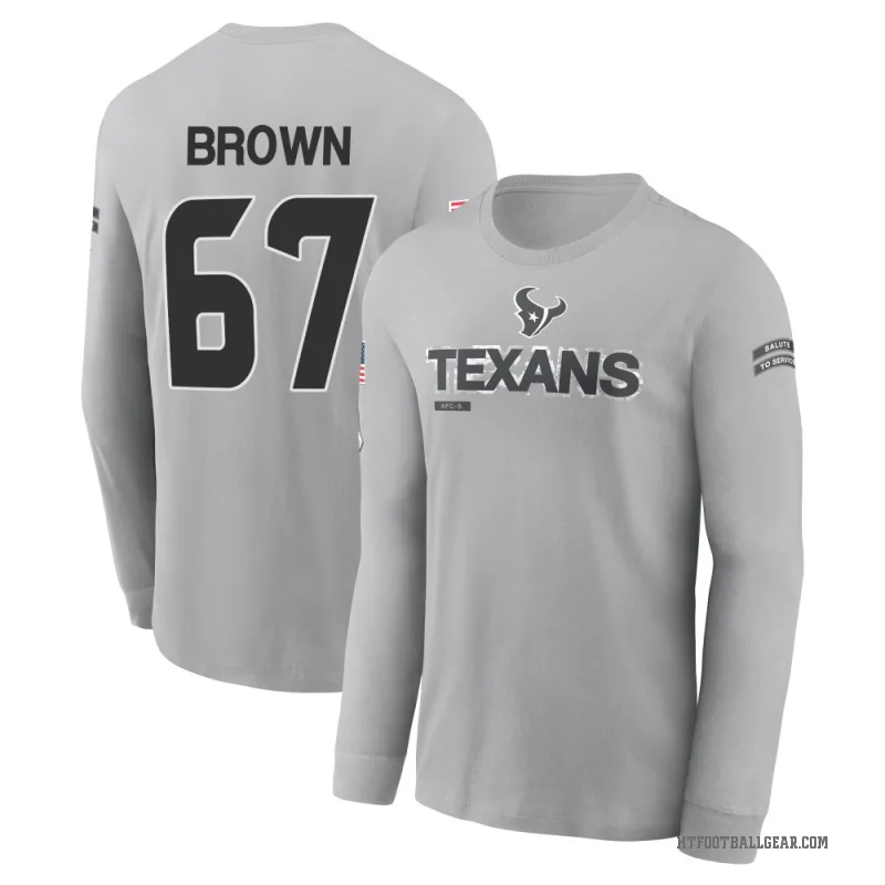 Evan Brown Men's Brown Houston Texans Gray 2024 Salute to Service Long Sleeve T-Shirt