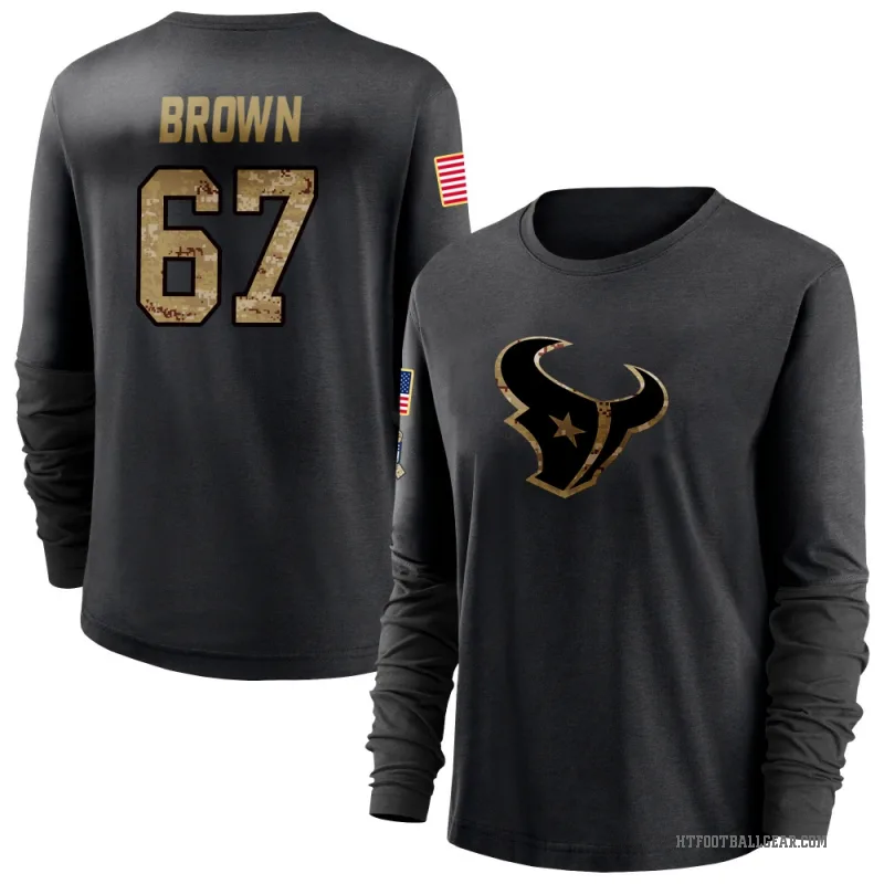 Evan Brown Women's Black Houston Texans 2020 Salute To Service Sideline Performance Long Sleeve T-Shirt