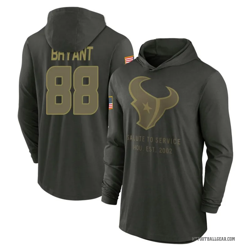 Harrison Bryant Youth Green Houston Texans Forest/ 2025 Salute to Service Sideline Lightweight Hooded Pullover Long Sleeve T-Shi