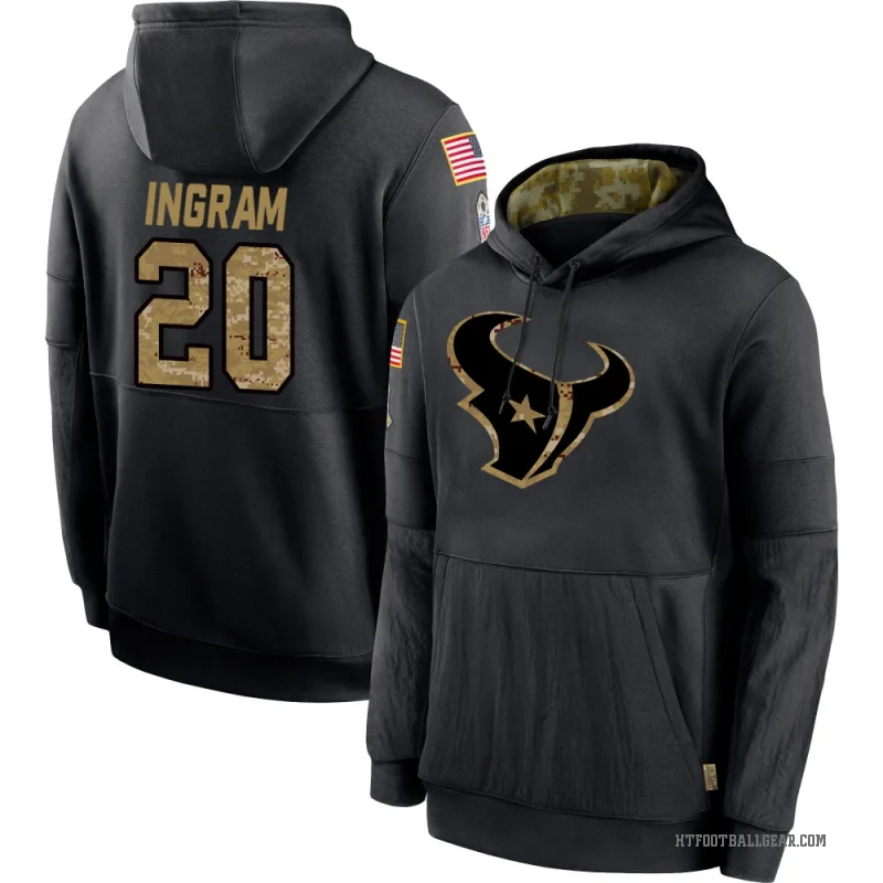 Ja'Marcus Ingram Men's Black Houston Texans 2020 Salute to Service Sideline Performance Pullover Hoodie