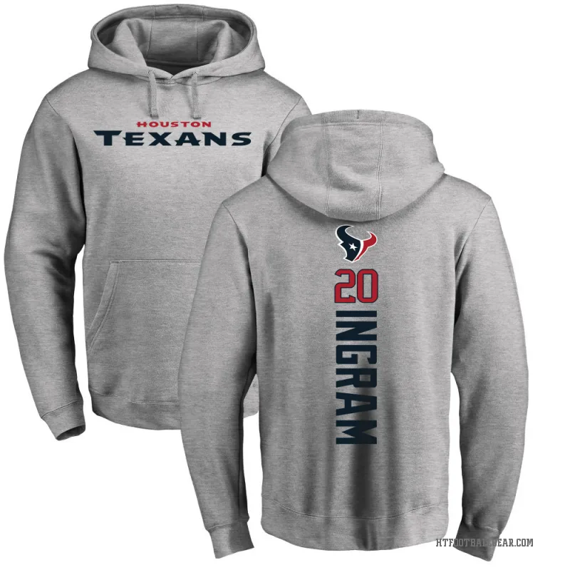 Ja'Marcus Ingram Men's Houston Texans Pro Line Ash Backer Pullover Hoodie