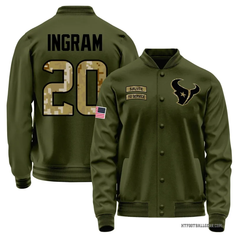 Ja'Marcus Ingram Men's Olive Houston Texans Salute to Service Sideline Performance Jacket
