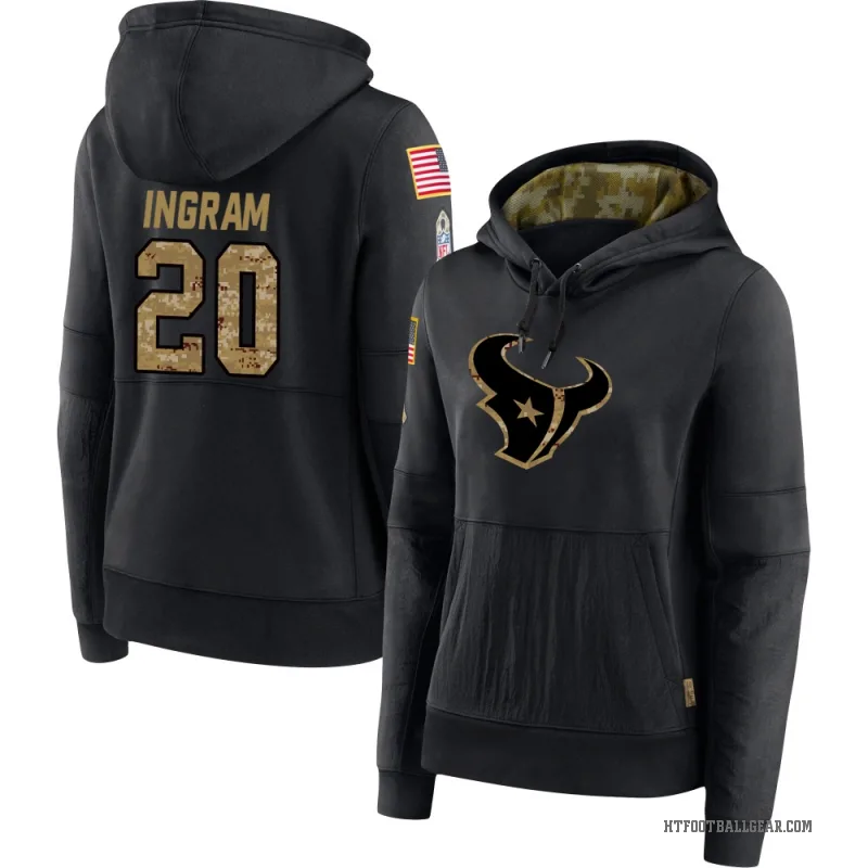 Ja'Marcus Ingram Women's Black Houston Texans 2020 Salute to Service Sideline Performance Pullover Hoodie