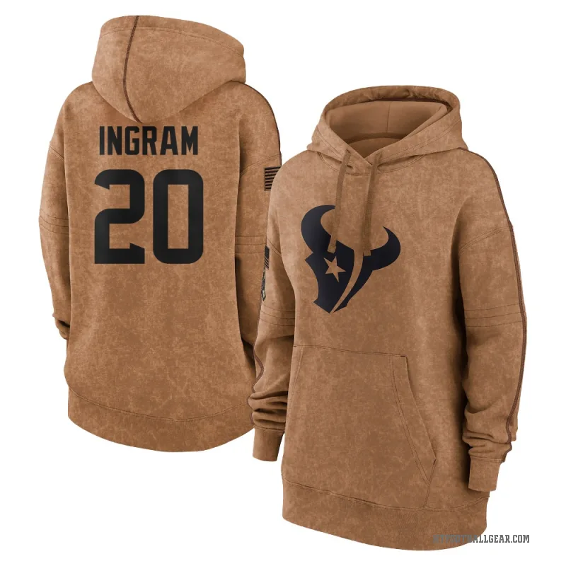 Ja'Marcus Ingram Women's Brown Houston Texans 2023 Salute To Service Pullover Hoodie