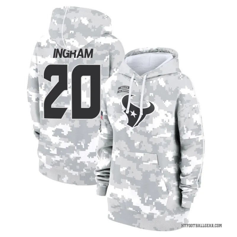 Ja'Marcus Ingram Women's Camo Houston Texans Arctic 2024 Salute to Service Club Fleece Pullover Hoodie