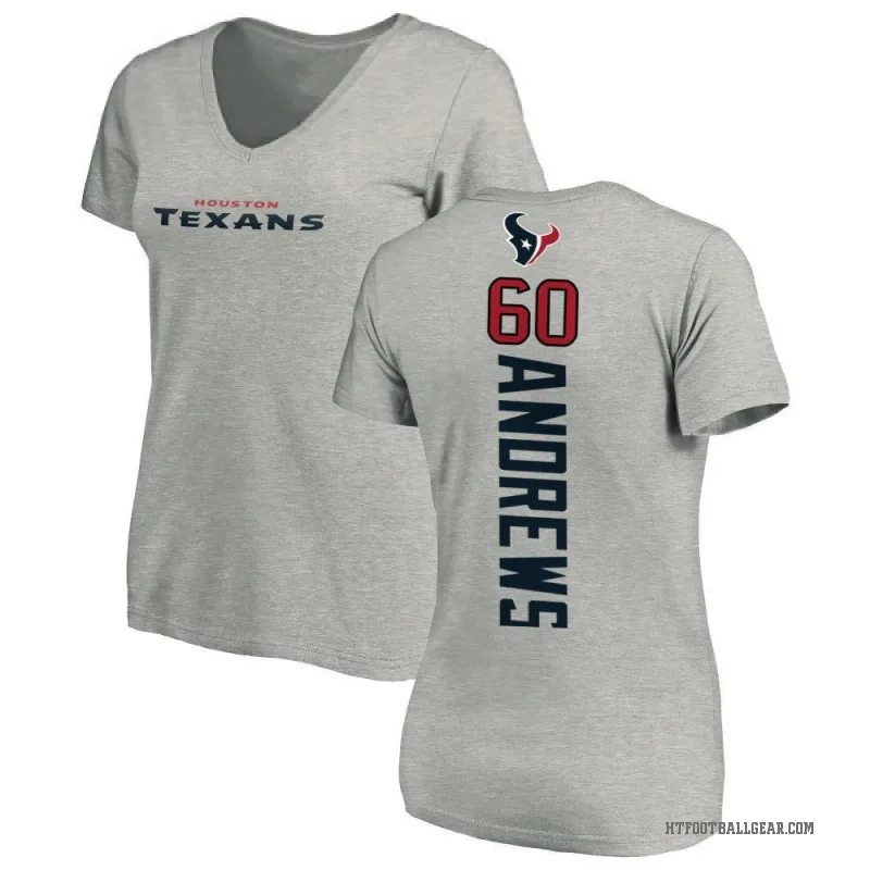 Jake Andrews Women's Ash Houston Texans Backer V-Neck T-Shirt -