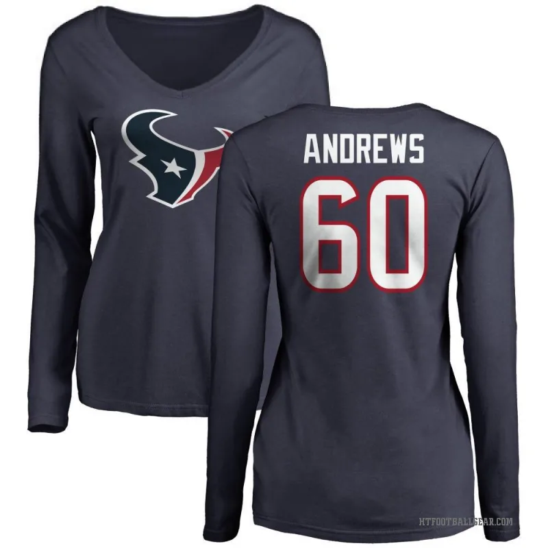 Jake Andrews Women's Navy Houston Texans Logo Slim Fit Long Sleeve T-Shirt -