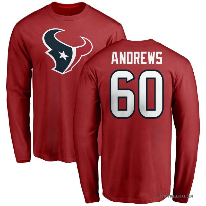Jake Andrews Youth Red Houston Texans Logo Long Sleeve T-Shirt -
