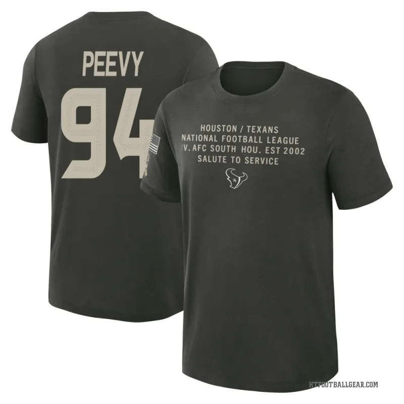 Jayden Peevy Men's Green Houston Texans Dark/ 2025 Salute to Service Sideline Slub T-Shirt