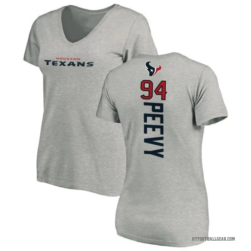 Jayden Peevy Women's Ash Houston Texans Backer V-Neck T-Shirt -