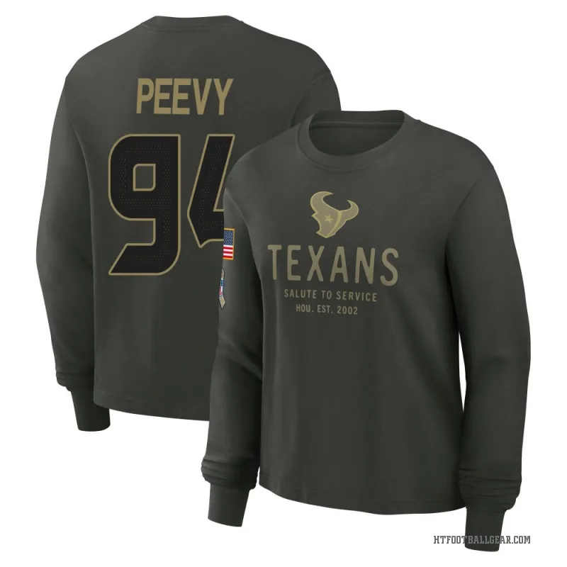 Jayden Peevy Women's Green Houston Texans Dark/ 2025 Salute to Service Sideline Long Sleeve T-Shirt