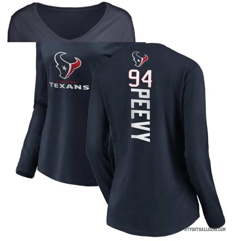Jayden Peevy Women's Navy Houston Texans Backer Slim Fit Long Sleeve T-Shirt -