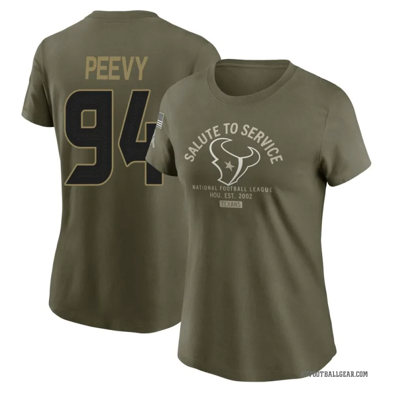 Jayden Peevy Women's Olive Houston Texans 2025 Salute to Service Sideline T-Shirt