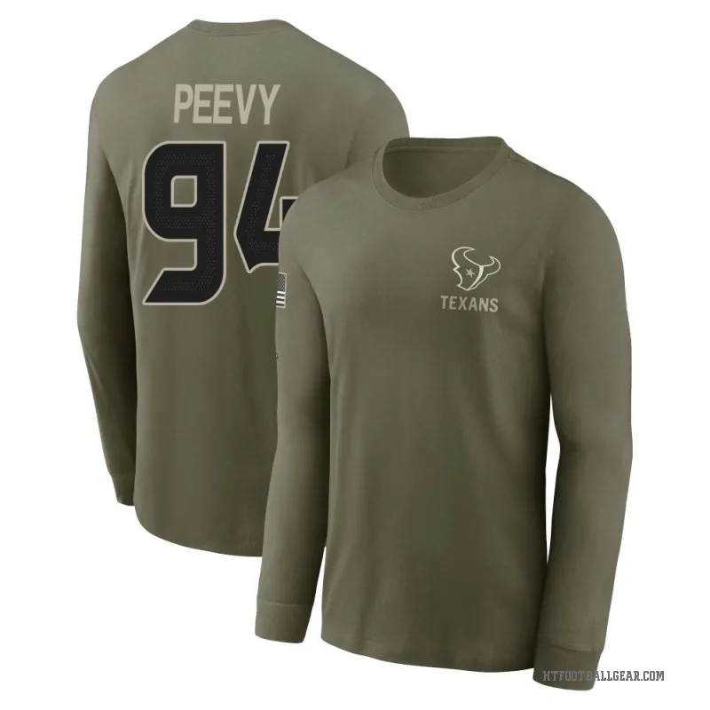 Jayden Peevy Youth Olive Houston Texans 2025 Salute to Service Sideline Long Sleeve T-Shirt