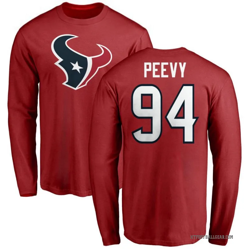 Jayden Peevy Youth Red Houston Texans Logo Long Sleeve T-Shirt -