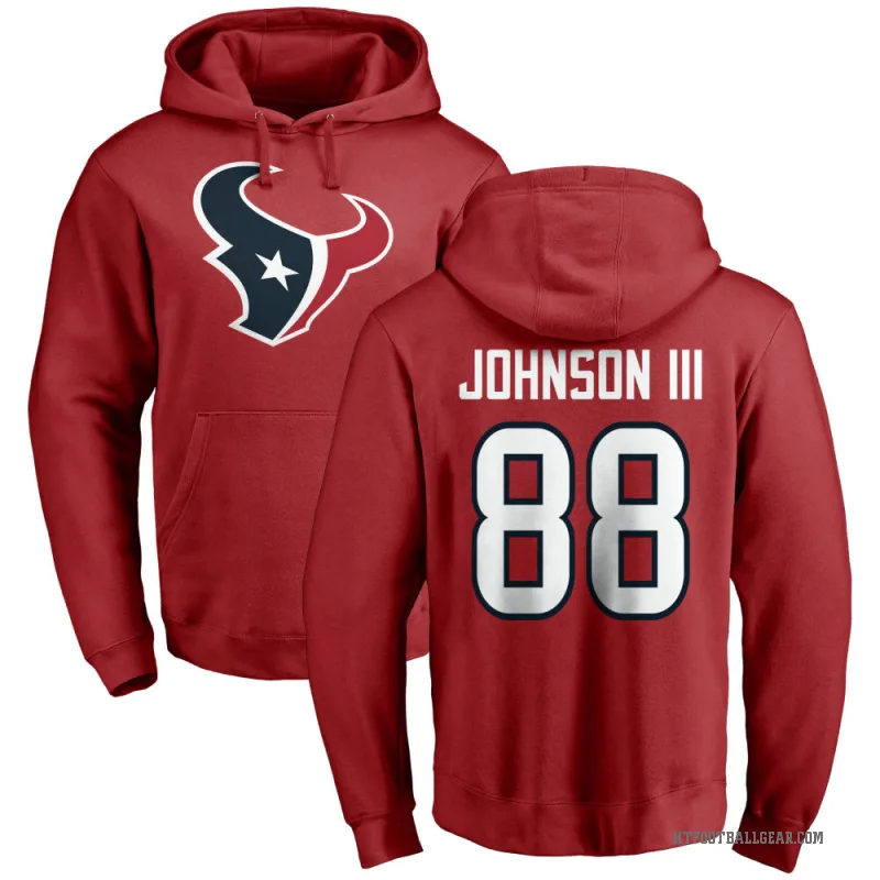 Johnny Johnson III Men's Red Houston Texans Pro Line Logo Pullover Hoodie