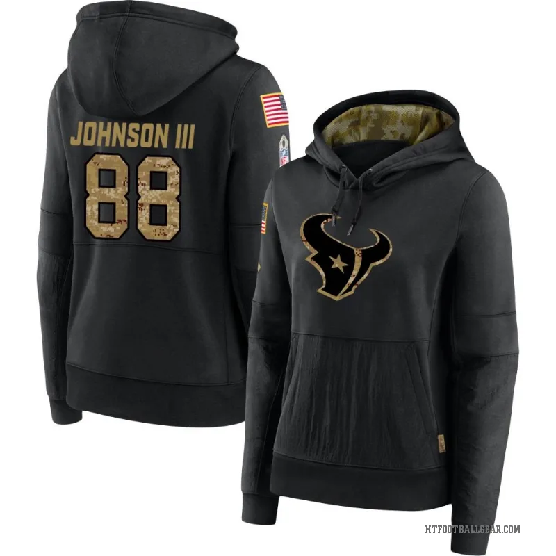 Johnny Johnson III Women's Black Houston Texans 2020 Salute to Service Sideline Performance Pullover Hoodie