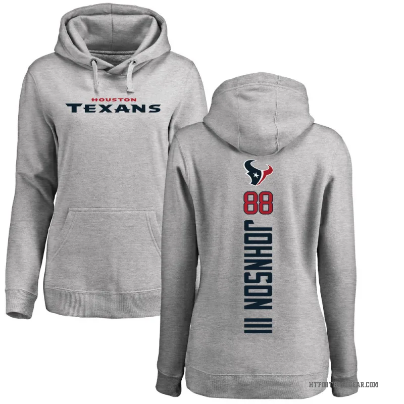 Johnny Johnson III Women's Houston Texans Pro Line Ash Backer Pullover Hoodie