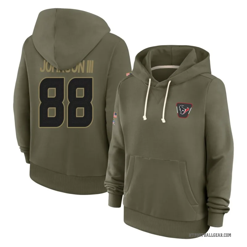 Johnny Johnson III Women's Olive Houston Texans 2025 Salute to Service Hoodie