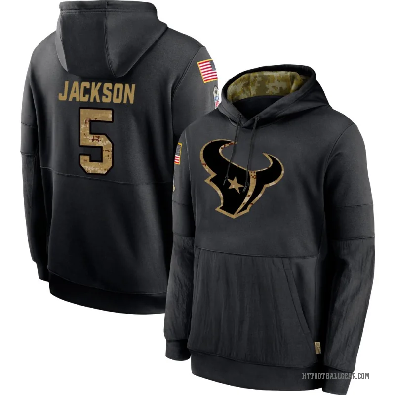 Kearis Jackson Men's Black Houston Texans 2020 Salute to Service Sideline Performance Pullover Hoodie