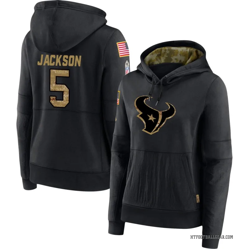 Kearis Jackson Women's Black Houston Texans 2020 Salute to Service Sideline Performance Pullover Hoodie