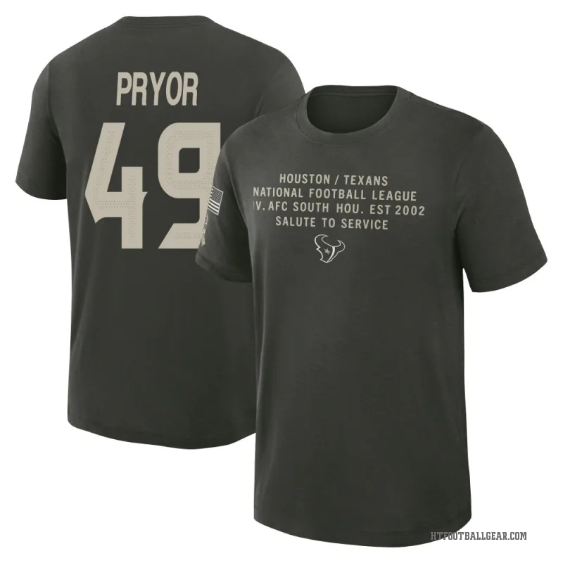 Layne Pryor Men's Green Houston Texans Dark/ 2025 Salute to Service Sideline Slub T-Shirt