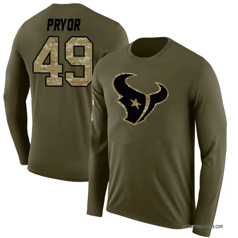 Layne Pryor Men's Olive Houston Texans Salute to Service Sideline Long Sleeve T-Shirt