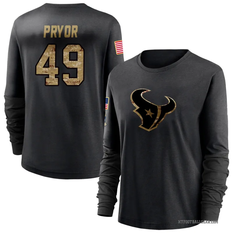 Layne Pryor Women's Black Houston Texans 2020 Salute To Service Sideline Performance Long Sleeve T-Shirt