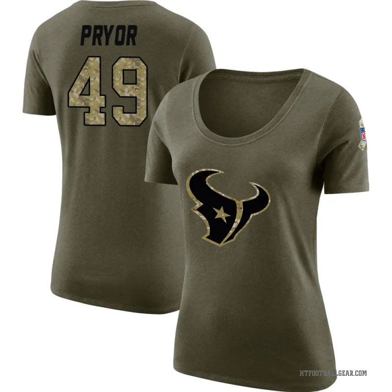 Layne Pryor Women's Olive Houston Texans Salute to Service Scoop Neck T-Shirt