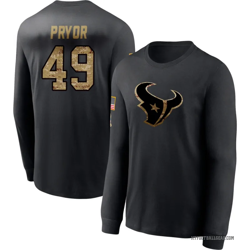 Layne Pryor Youth Black Houston Texans 2020 Salute To Service Sideline Performance Long Sleeve T-Shirt