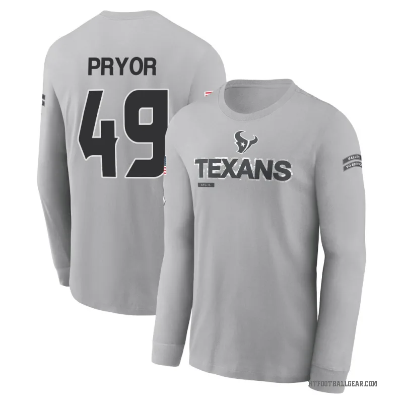 Layne Pryor Youth Gray Houston Texans 2024 Salute to Service Long Sleeve T-Shirt
