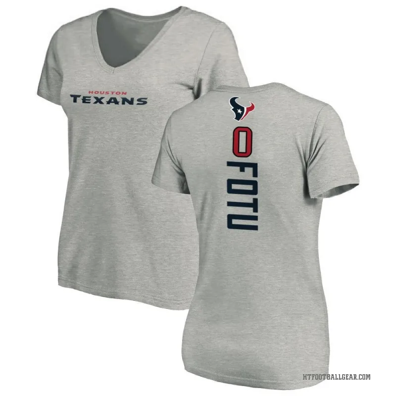 Leki Fotu Women's Ash Houston Texans Backer V-Neck T-Shirt -