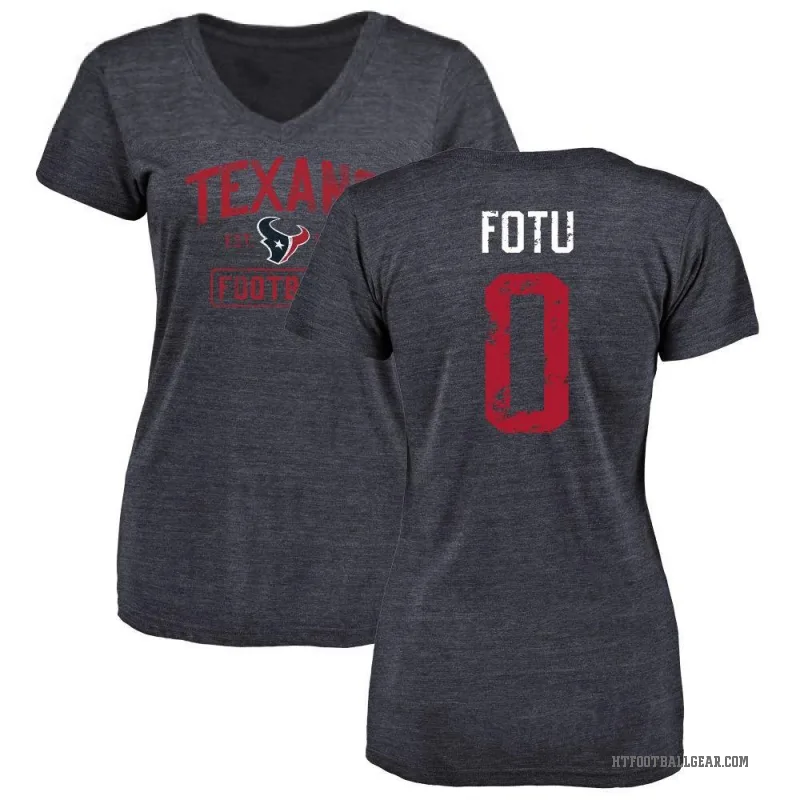 Leki Fotu Women's Navy Houston Texans Distressed V-Neck T-Shirt