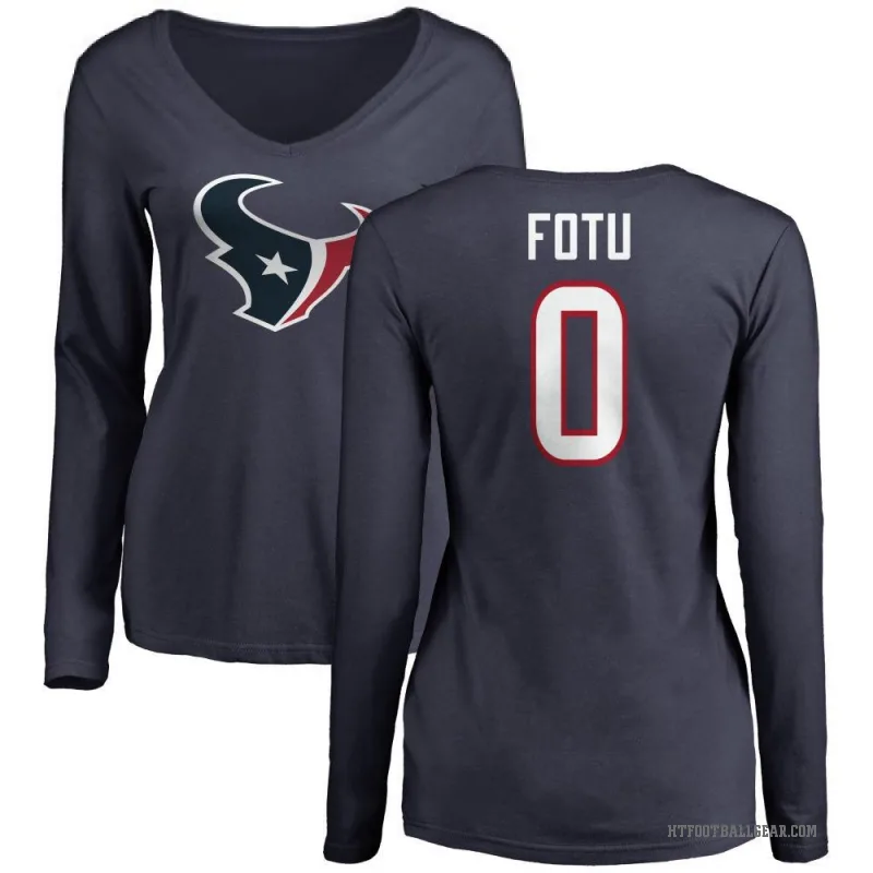 Leki Fotu Women's Navy Houston Texans Logo Slim Fit Long Sleeve T-Shirt -