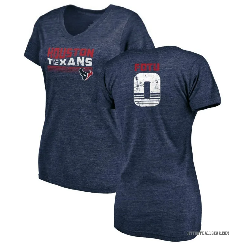 Leki Fotu Women's Navy Houston Texans Retro V-Neck T-Shirt -