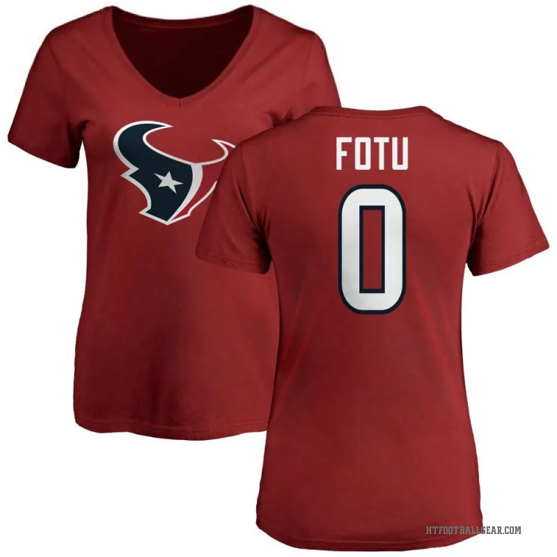 Leki Fotu Women's Red Houston Texans Logo Slim Fit T-Shirt -