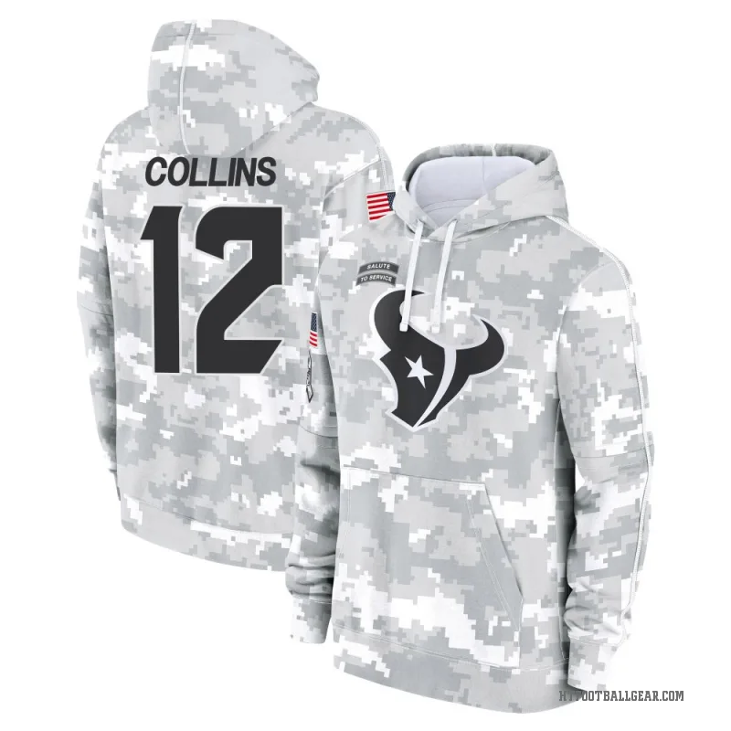 Nico Collins Men's Camo Houston Texans Arctic 2024 Salute to Service Club Fleece Pullover Hoodie