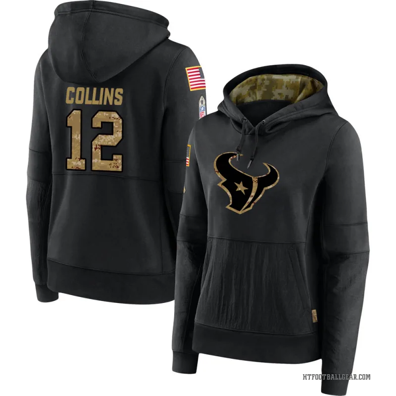 Nico Collins Women's Black Houston Texans 2020 Salute to Service Sideline Performance Pullover Hoodie