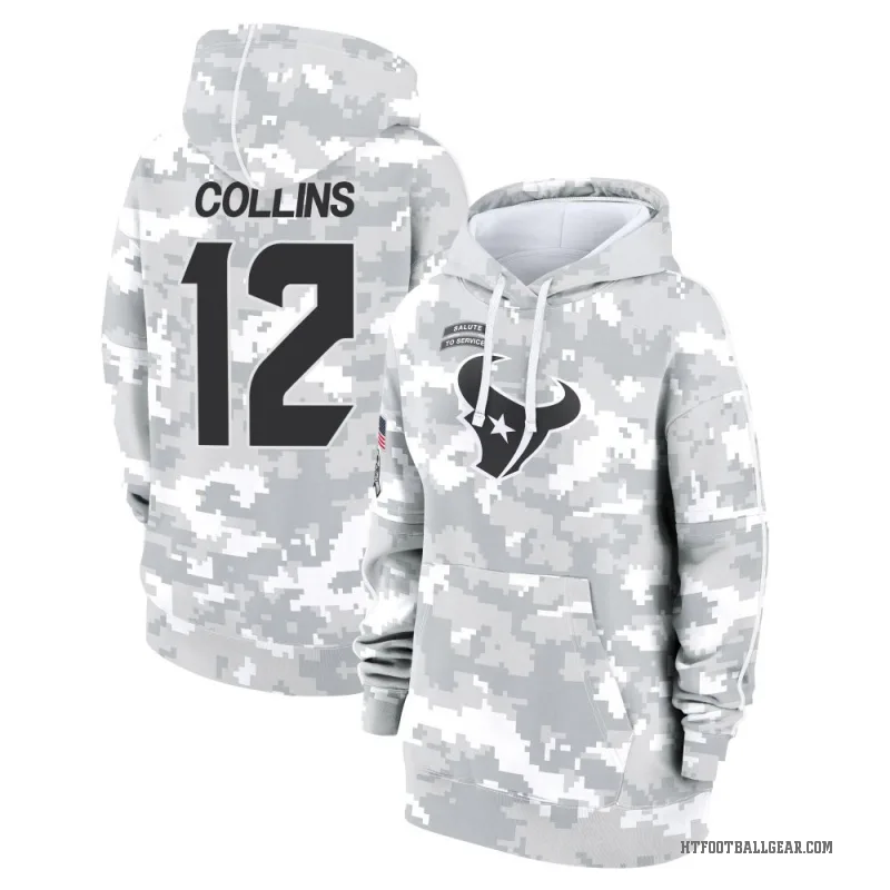 Nico Collins Women's Camo Houston Texans Arctic 2024 Salute to Service Club Fleece Pullover Hoodie