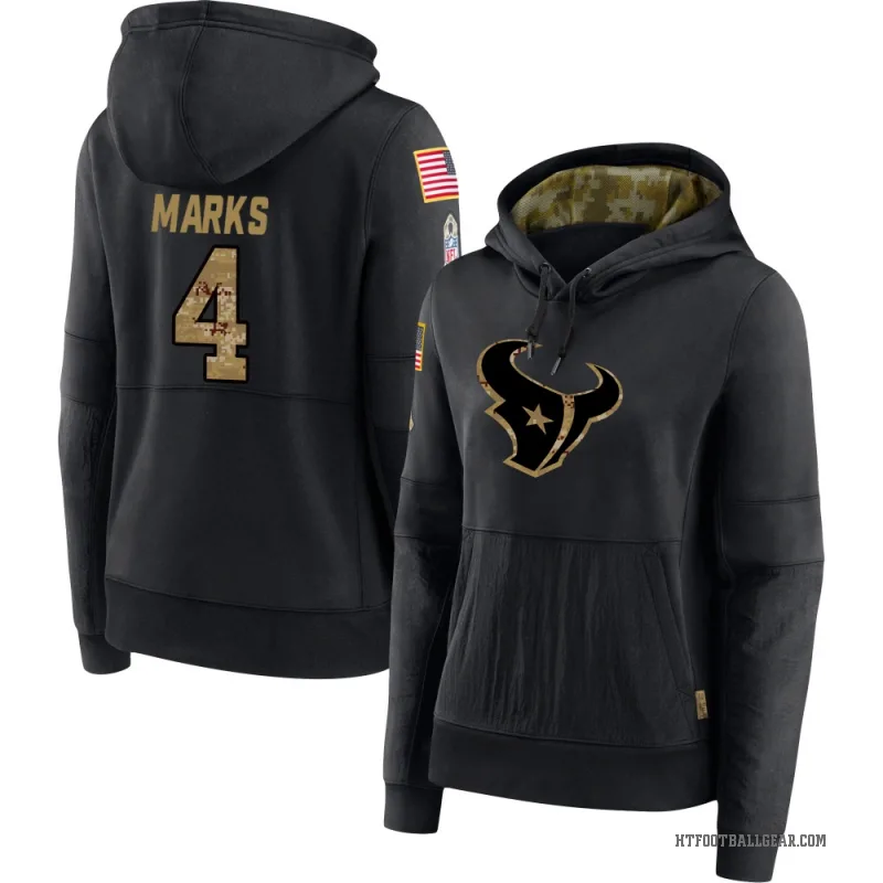 Woody Marks Women's Black Houston Texans 2020 Salute to Service Sideline Performance Pullover Hoodie